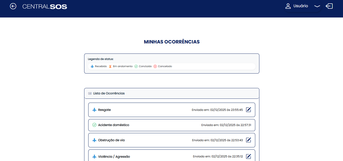 Acompanhamento de Ocorrências